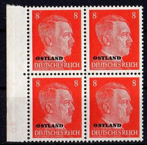 Ostland (Dt.Bes.2.WK.) Michel Nr. 6 im 4er Block mit Seitenrand postfrisch.