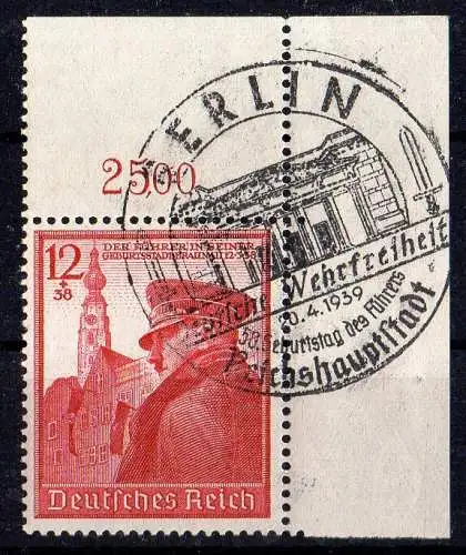 Deutsches Reich,  Michel Nr. 691 Eckrand (EOR) saubere Zähnung, sauberer Stempel