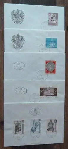 Österreich, 5 Stück verschiedene FDC Briefe aus 1970.