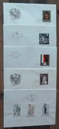 Österreich, 5 Stück verschiedene FDC Briefe aus 1970.