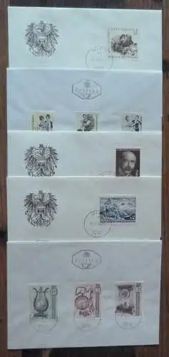 Österreich, 5 Stück verschiedene FDC Briefe aus 1970.