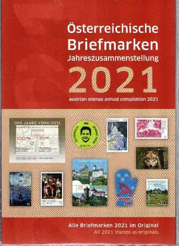 Österreich, Jahreszusammenstellung der Österr. Post 2021 postfrisch.