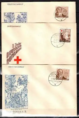 DDR, Ersttagsbriefe Michel Nr. 384 (2 x) und 385.