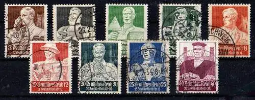 Deutsches Reich, aus Michel Nr. 556 - 564 Einzelmarken zur Auswahl gestempelt.