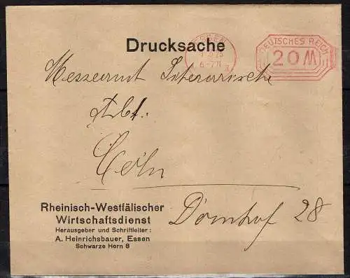 Deutsches Reich, Freistempler Inflationsbrief (Drucksache) 1923.