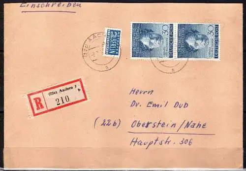 Berlin, Michel Nr. 87 (2 x) auf R-Beleg Einschreiben mit 2 Pf. Notopfer.