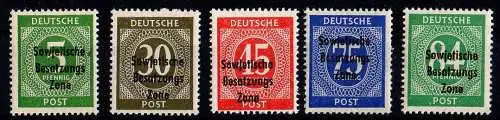 SBZ Alliierte Besetzung, Sowjetische Zone Mi. Nr. 207-211, 30 Pf. mit Abklatsch.