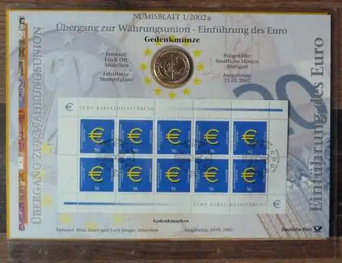 Numisblatt 1-3 jeweils mit 10 € Silbermünze in Schutzfolie.