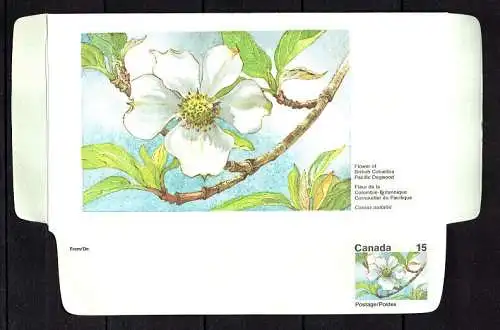 Kanada, Lot von 6 Stück Aerogramme mit verschiedenen Blumenmotiven.