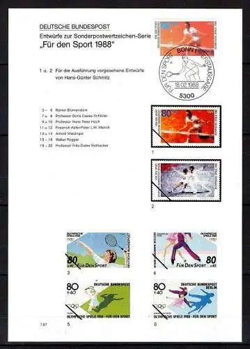 Deutsche Bundespost, Entwürfe Postwertzeichen Serie "Für den Sport 1988".