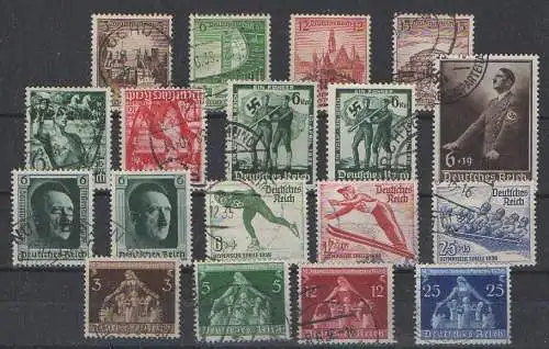 Deutsches Reich, kleines Konvolut aus den Jahren 1935 - 1939 gestempelt.