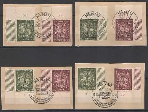 Deutsches Reich, Michel Nr. 860-861 alle 4 Eckränder auf Briefstück.