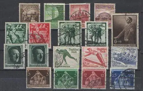 Deutsches Reich, kleines Konvolut aus den Jahren 1935 - 1939 gestempelt.