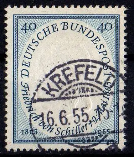 BRD, Michel Nr. 210 Rundstempel Krefeld 16.6.55 LUXUS.