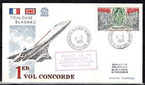 Frankreich, Michel Nr. 1577,  Erstflug Concorde / premier vol du Concorde 001.