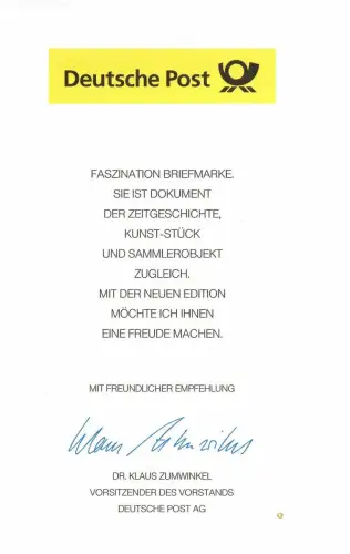 BRD, Faszination Briefmarke Klappkarte  Michel Nr. 2560 - 2563 FDC jeweils 4 x.