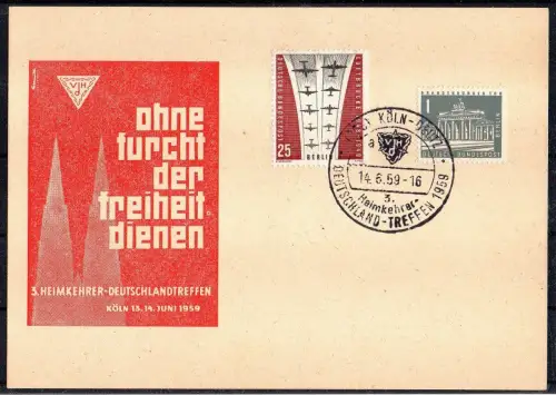 BRD - Sonderkarte mit SST - 3. Heimkehrer Deutschlandtreffen Köln Juni 1959.