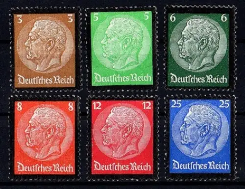 Deutsches Reich, Mi. Nr.  548 - 553 * schöner Satz Hindenburg mit Trauerrand.