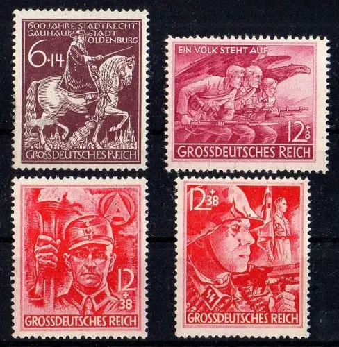 Deutsches Reich, Michel Nr. 907 - 910 Falz (Jahrgang 1945) Nr. 910 geprüft BPP.