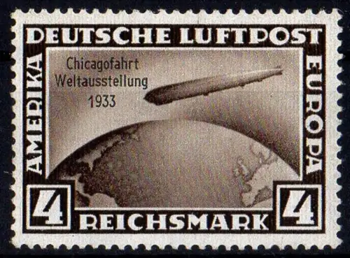 Deutsches Reich, Mi. Nr. 498 Chicagofahrt ungebraucht mit Falz, tadellose Marke.
