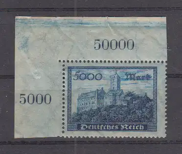 Deutsches Reich 1923 Nr 261b ** gpr Platte Postfrisch / ** Dt.Reich 261b