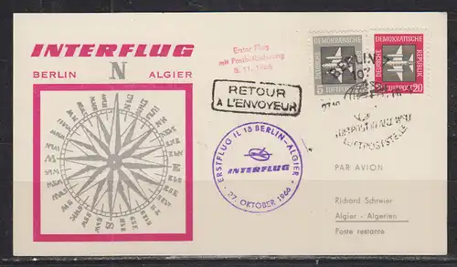 DDR 1966 Nr Interflugkarte MiF 609 610 Sonderstempel DDR Interflug 1966