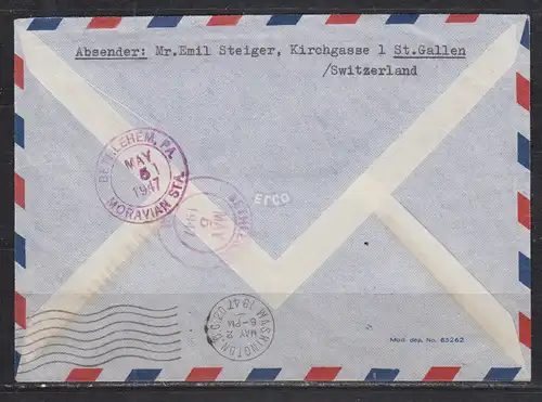 Schweiz Flugmarken 1947 Nr LP-Brief MiF 2x399 479 mit Rand Ersttagsstempel SSchweiz 479