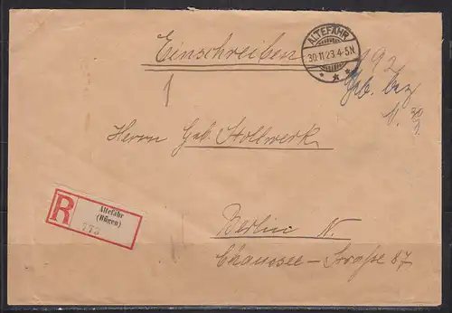 Deutsches Reich 1923 Nr Gebühr bezahlt Brief Dt.Reich Geb.bez 30.11.23