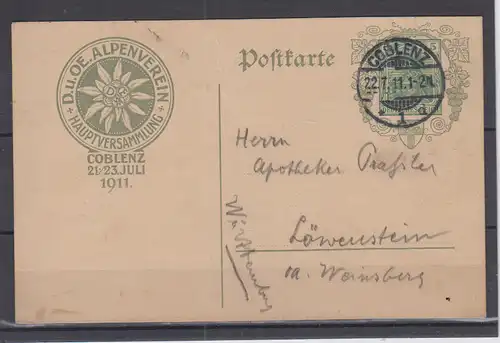 Deutsches Reich 1911 Nr Privat-GZS. PP 27C115 o Rundstempel (Datum und/oder Ort klar) Dt.Reich PP 27C115 o