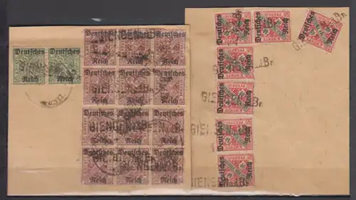 Deutsches Reich 1920 Nr Dienst 57 62 63 Briefstück Dt.Reich D 57,62,63