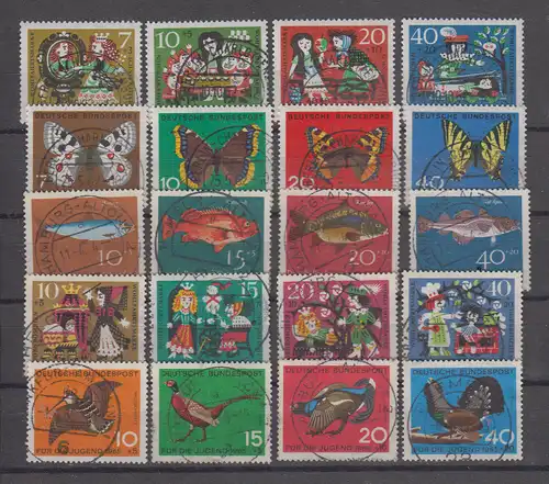 Bundesrep. Deutschland 1962-1965 Nr ab 376/79 385/88 412/15 447/50 464/67 Zentraler Rund / Vollstempel Bund ab 376/79 o