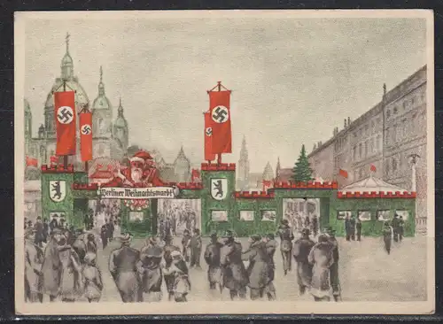 [Propagandapostkarte] Postkarte  Abb. Weihnachtsmarkt Berlin 1936. 