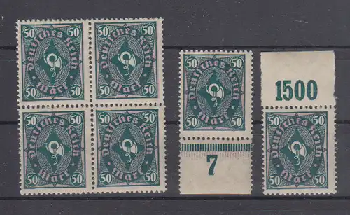 Deutsches Reich 1922 Nr 209PY ** 4er-Bl./UR/OR Platte Postfrisch / ** Dt.Reich 209PY ** Lot