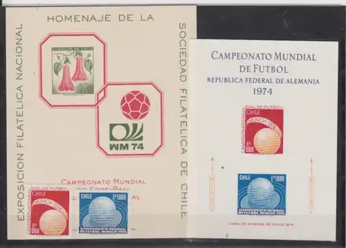 Chile 1974 Nr 804/05 ** + 2 Gedenkblätter Postfrisch / ** Chile 804/05**