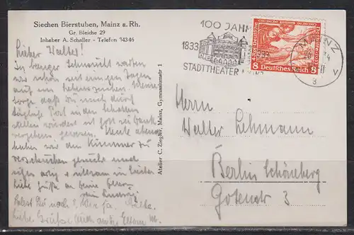 Deutsches Reich 1934 Nr EF 503 Ansichtskarte Dt.Reich EF 503