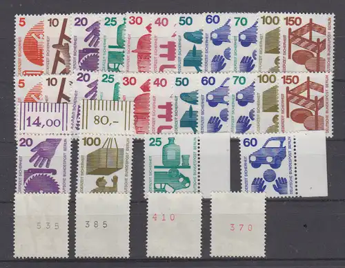 Berlin (West) 1971 Nr 402/11A + 453A ** dazu 4 Randstücke und 4 Rollenwerte Postfrisch / ** Berlin Partie 402/11+453 **