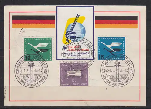 Bundesrep. Deutschland 1956 Nr 206 207 228 Sonderstempel Bund SK mit 206,207,228
