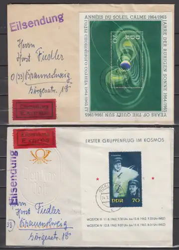 DDR 1962 Nr Block 17 und Block 22 Eilbriefe Brief DDR Bl. 17,22