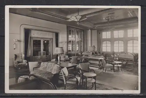 [Echtfotokarte schwarz/weiß] Norddeutscher LLoyd , Bremen Turbinen-Schnelldampfer " EUROPA" Bibliothek Kajüte. 