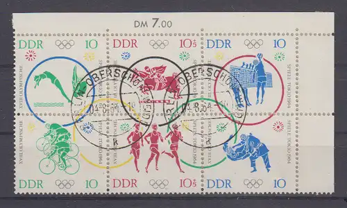 DDR 1964 Nr 1039/44 im Block o Zentraler Rund / Vollstempel DDR 1039/44 o