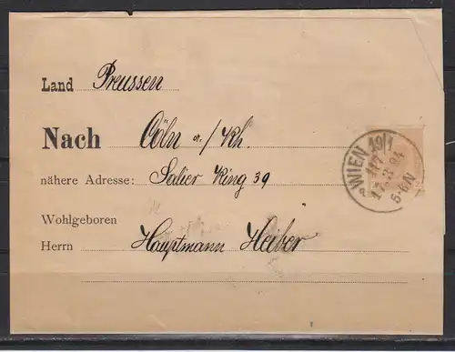 Österreich 1894 Nr Streifband S 5 o Zentraler Rund / Vollstempel ÖS S 5 o