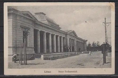 [Echtfotokarte schwarz/weiß] Libau Neue Badeanstalt. 