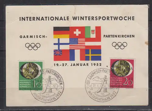 Bundesrep. Deutschland 1952 Nr 141/42 SSt Sonderstempel Bund 141/42 SSt