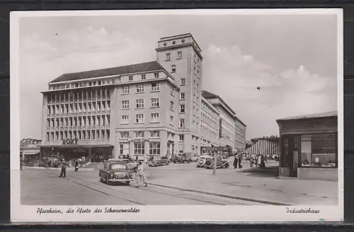 [Echtfotokarte schwarz/weiß] Pforzheim , die Stadt des Schwarzwaldes Industriehaus. 