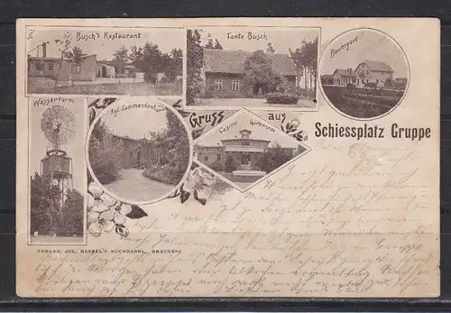 [Echtfotokarte schwarz/weiß] Gruss aus Schiessplatz Gruppe (6 Bilder ). 
