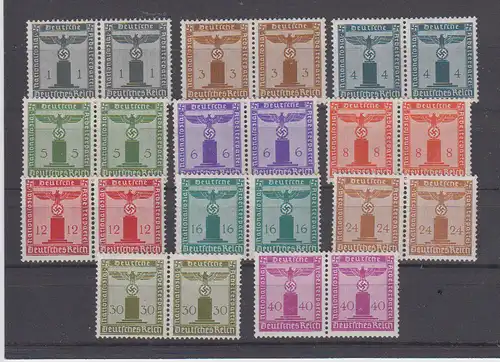 Deutsches Reich Dienstmarken 1942 Nr Dienst 155/65 ** Paare Postfrisch / ** Dt.Reich D 155/65 **