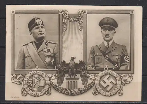 [Echtfotokarte schwarz/weiß] No. 16900 Bild Duce und Führer. 