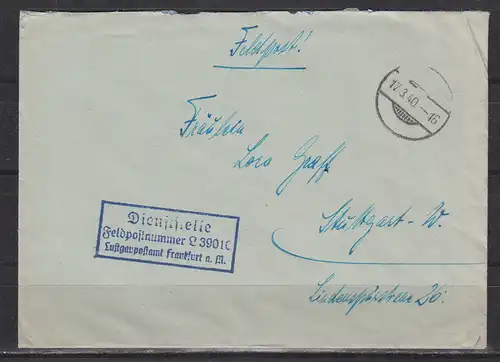 Deutsches Reich 1940 Nr Feldpost Brief II.WK FP 17.3.40