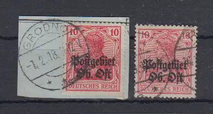 Bes. 1. Wk. Ob. Ost 1916 Nr 5a  Briefstück o + 5c o gpr Rundstempel (Datum und/oder Ort klar) I.WK Ob.Ost 5a+c