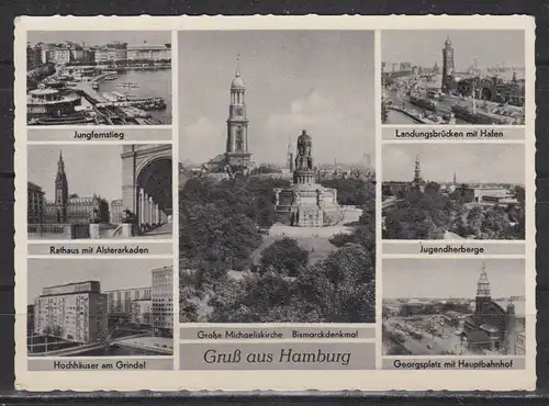 [Echtfotokarte schwarz/weiß] Gruß aus Hamburg (7 Detailbilder). 